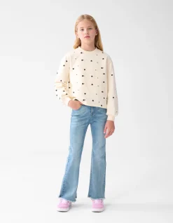 Heart Printed Longsleeve Gebroken Wit