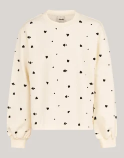 Heart Printed Longsleeve Gebroken Wit