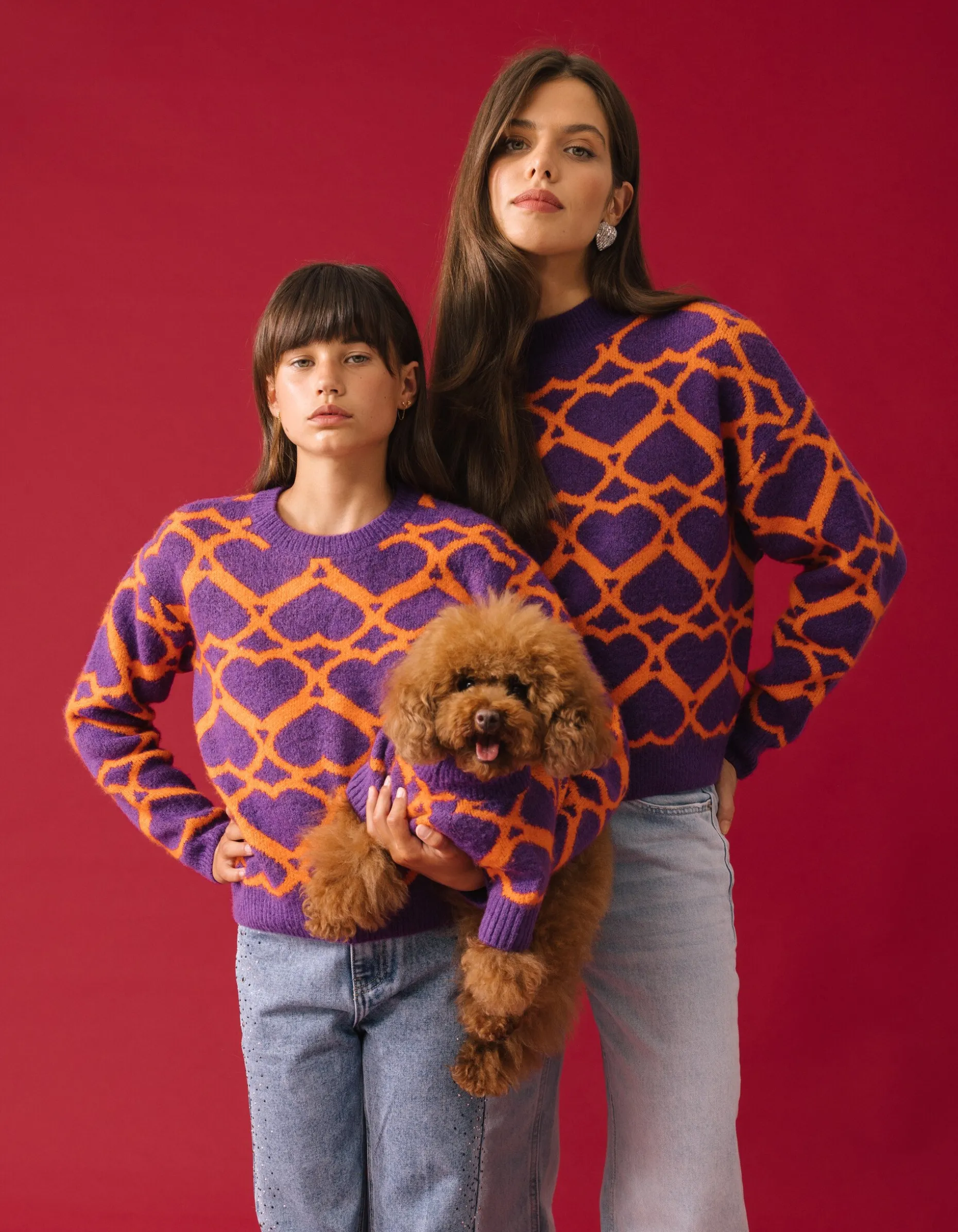 Heart Printed Meisjes Trui Paars By Furmey