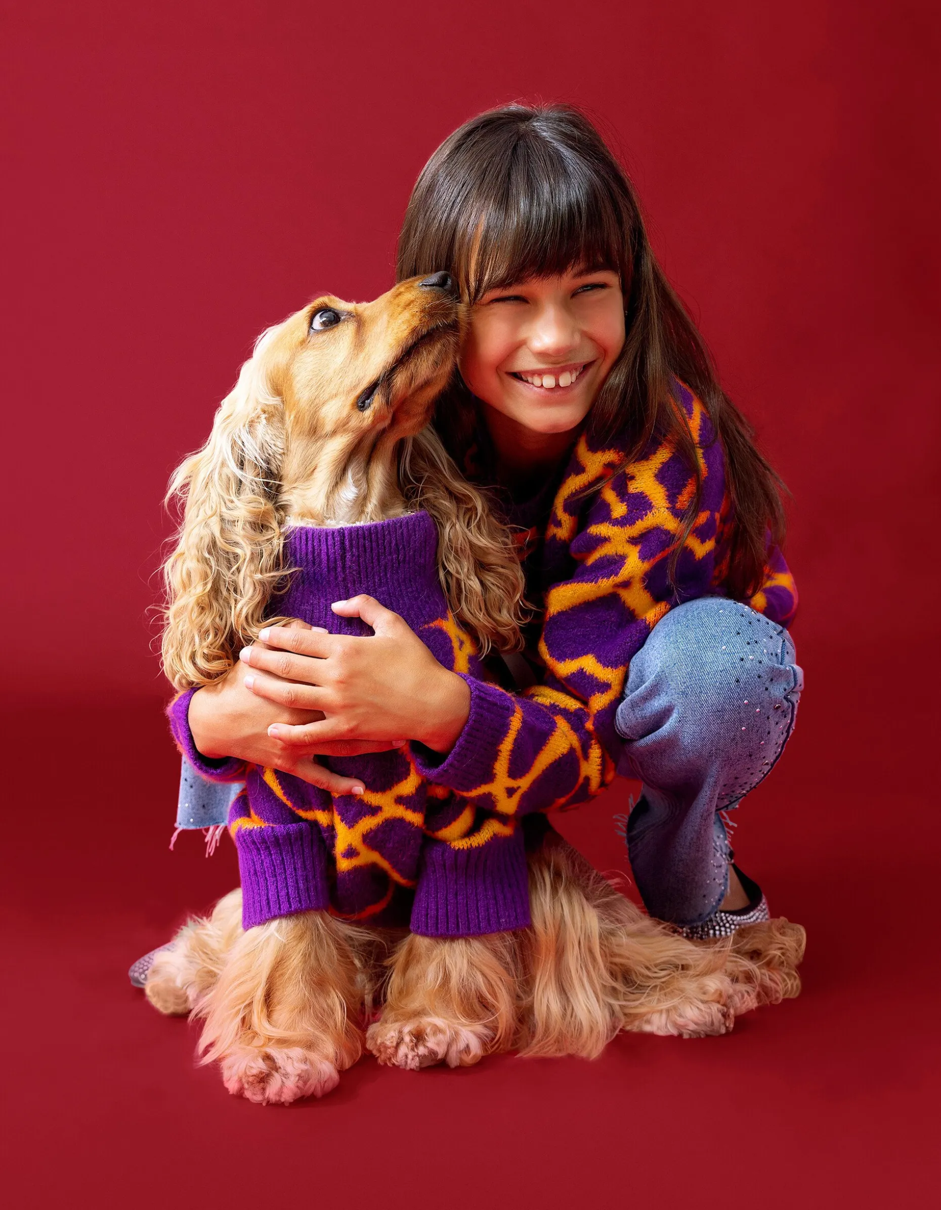 Heart Printed Meisjes Trui Paars By Furmey