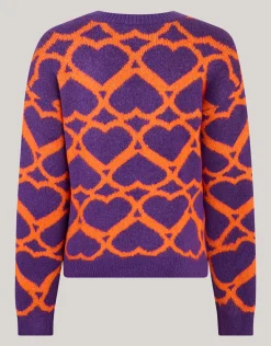 Heart Printed Meisjes Trui Paars By Furmey