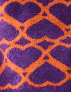 Heart Printed Meisjes Trui Paars By Furmey