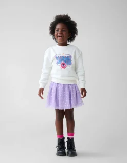 Heart Printed Mesh Rok Paars