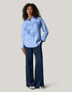 Heart Ruffle Blouse Blauw