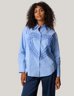 Heart Ruffle Blouse Blauw