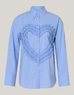 Heart Ruffle Blouse Blauw