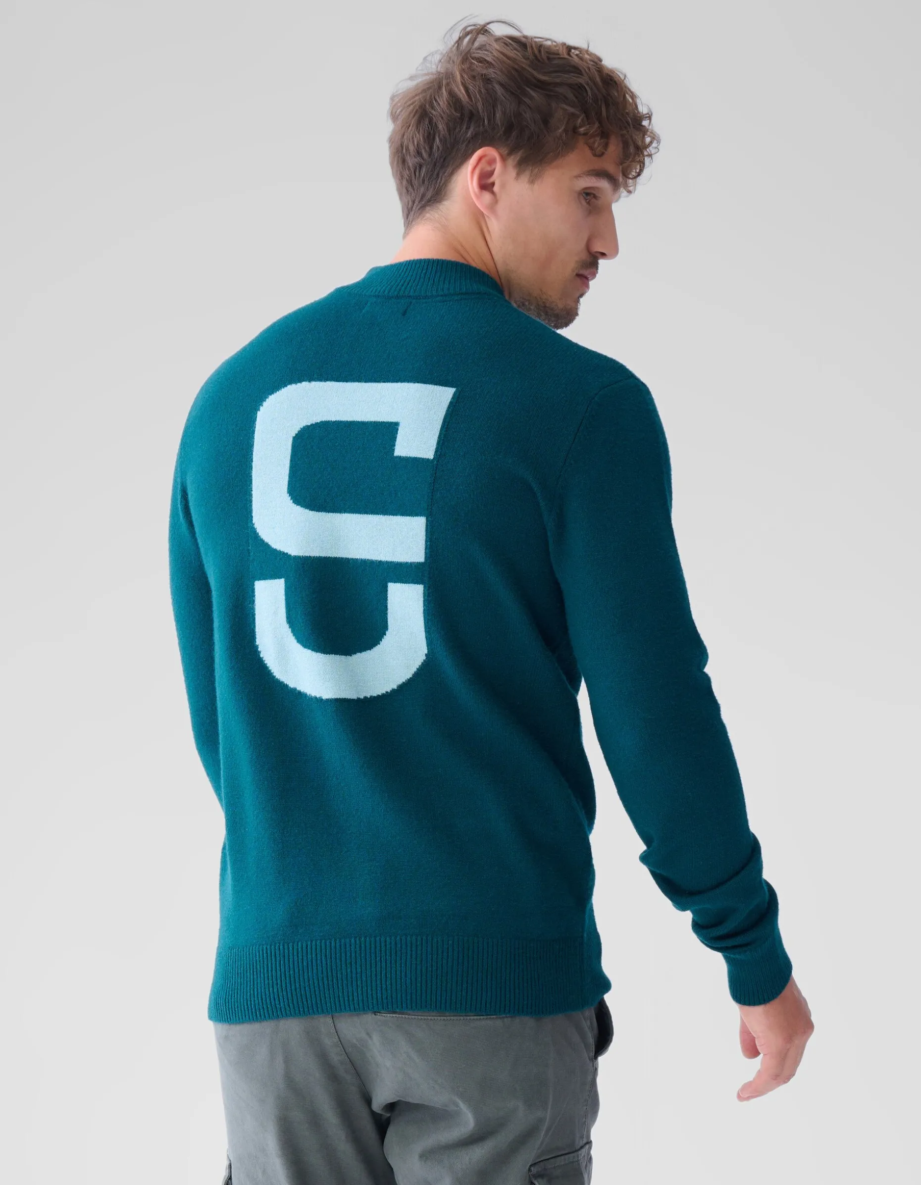 Jacquard Gebreide Trui Donkergroen