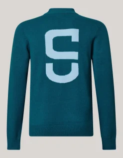 Jacquard Gebreide Trui Donkergroen