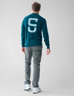 Jacquard Gebreide Trui Donkergroen