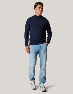 Jacquard Gebreide Trui Donkerblauw