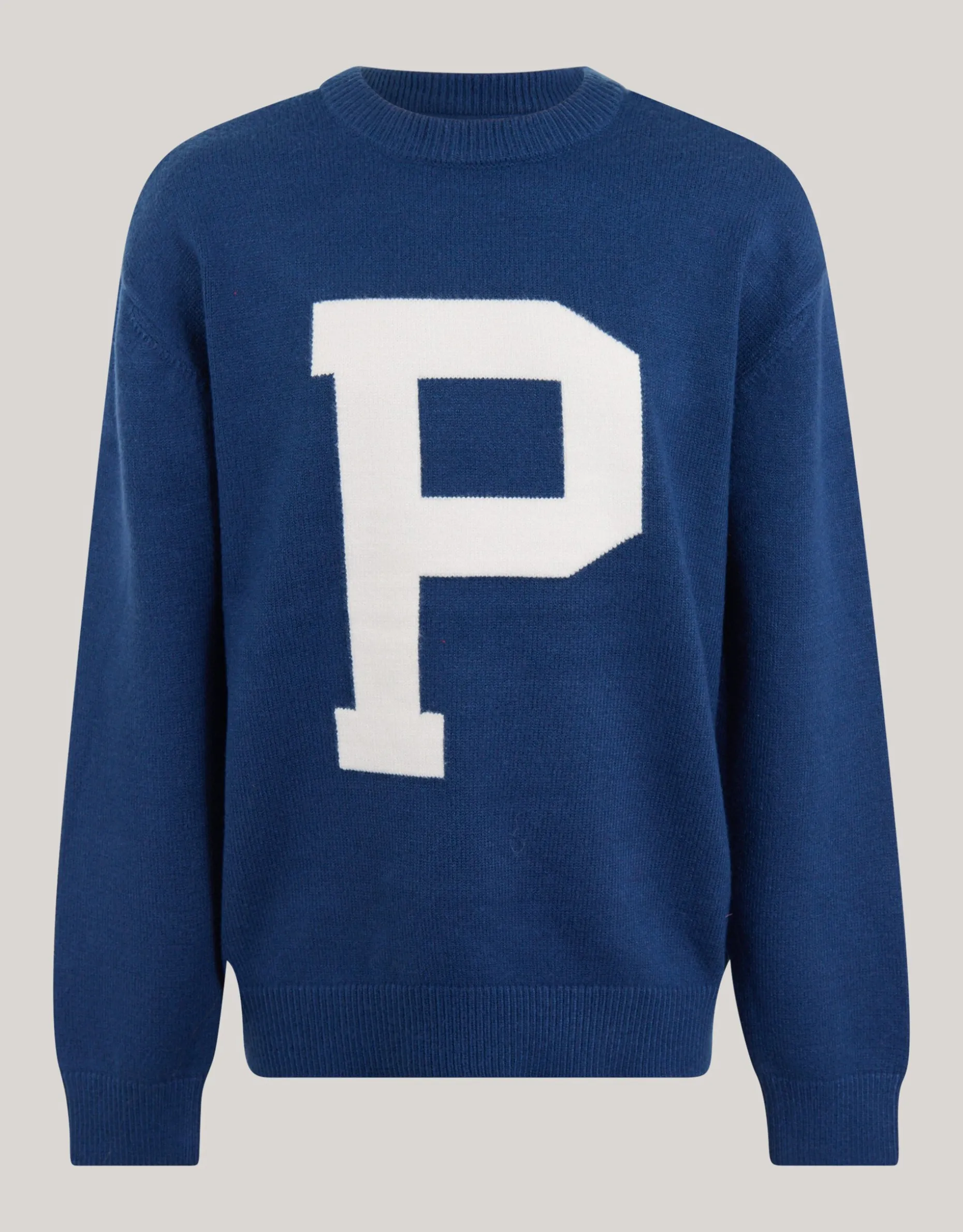 Jacquard Gebreide Trui Donkerblauw