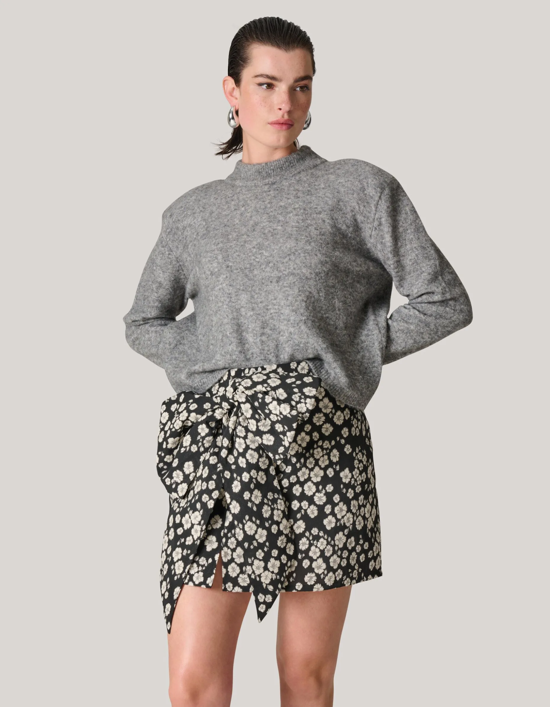 Jacquard Mini Rok Zwart/Wit