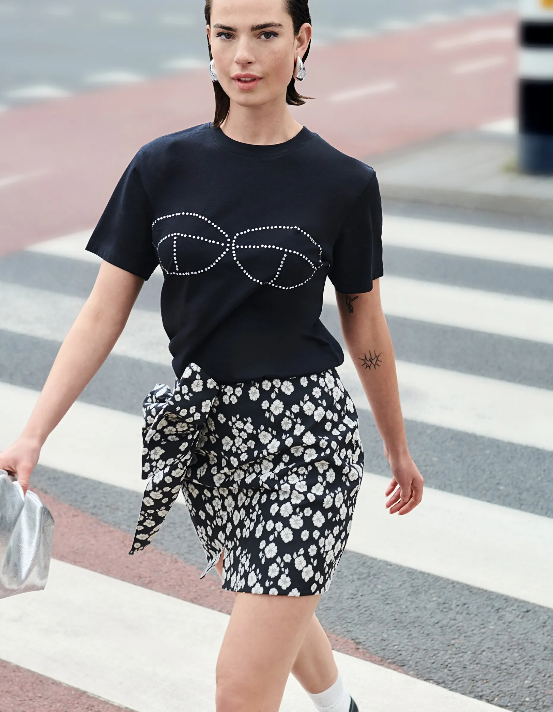 Jacquard Mini Rok Zwart/Wit