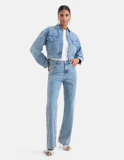 Jacquard Straight Fit Jeans Mediumstone