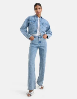 Jacquard Straight Fit Jeans Mediumstone