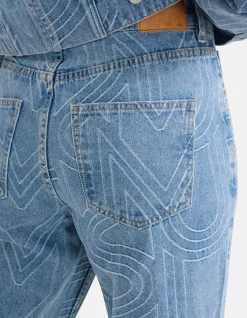 Jacquard Straight Fit Jeans Mediumstone