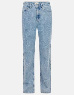 Jacquard Straight Fit Jeans Mediumstone