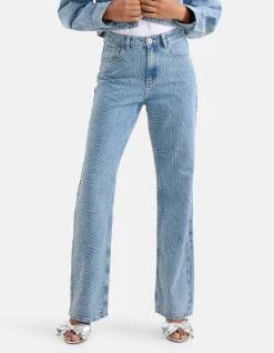 Jacquard Straight Fit Jeans Mediumstone