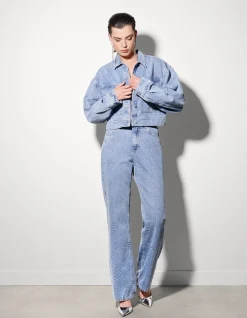 Jacquard Straight Fit Jeans Mediumstone