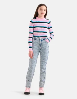 Jacquard Tapered Jeans Bleached