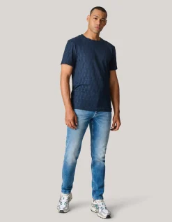 Jacquard T-shirt Donkerblauw