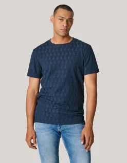Jacquard T-shirt Donkerblauw
