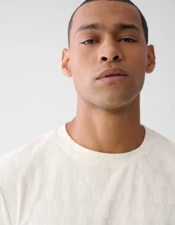 Jacquard T-shirt Gebroken Wit