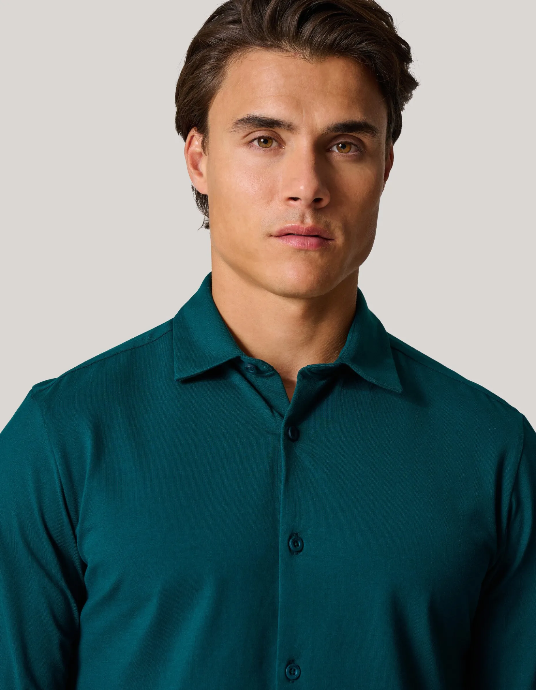 Jersey Overhemd Donkergroen