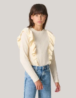 Kabel Ruffle Top Gebroken Wit