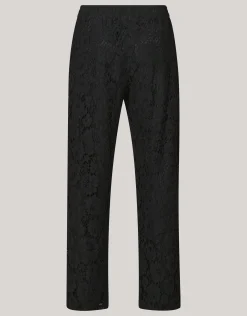 Kanten Wide Leg Broek Zwart