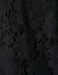 Kanten Wide Leg Broek Zwart