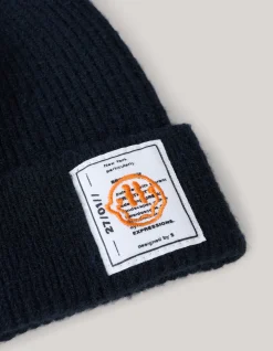 Label Beanie Zwart