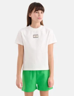 Label T-Shirt Gebroken Wit