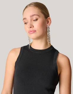 Layered Strass Oorbellen Zilver