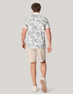Leaf Print Polo Wit