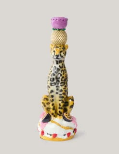 Leopard Kandelaar Roze By Fred