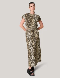 Leopard Poplin Maxi Rok