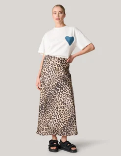 Leopard Satijnen Midi Rok