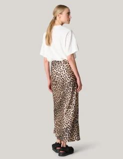 Leopard Satijnen Midi Rok