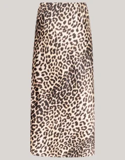 Leopard Satijnen Midi Rok