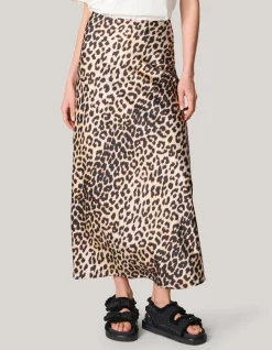 Leopard Satijnen Midi Rok