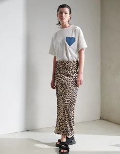 Leopard Satijnen Midi Rok