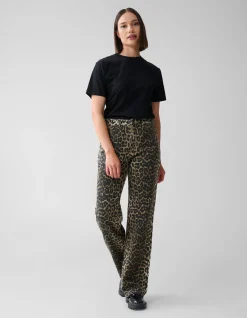 Leopard Straight Fit Jeans Bruin