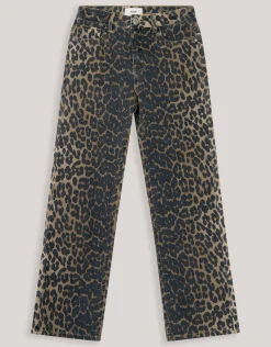 Leopard Straight Fit Jeans Bruin