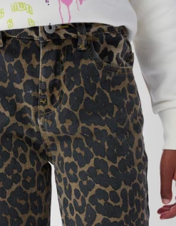 Leopard Straight Fit Jeans Bruin