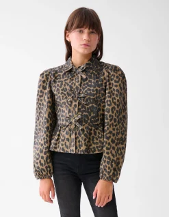 Leopard Strik Blouse Bruin