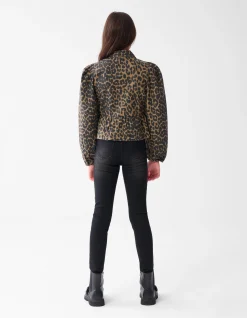 Leopard Strik Blouse Bruin