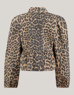 Leopard Strik Blouse Bruin
