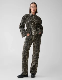 Leopard Strik Top Bruin