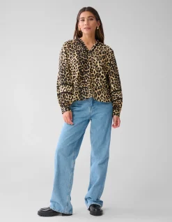 Leopard Tape Blouse Bruin